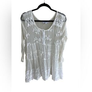 Tempo Paris Sheer 3/4 Sleeve Lace Women’s Shirt